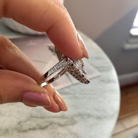 Sterling Silver Simulated Diamond Blue Stone Ring - Picture 8 of 8